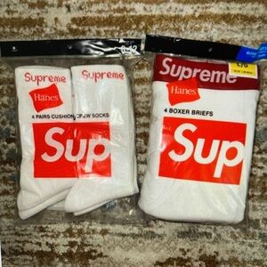 Hanes Supreme White Socks and Boxer Briefs Set